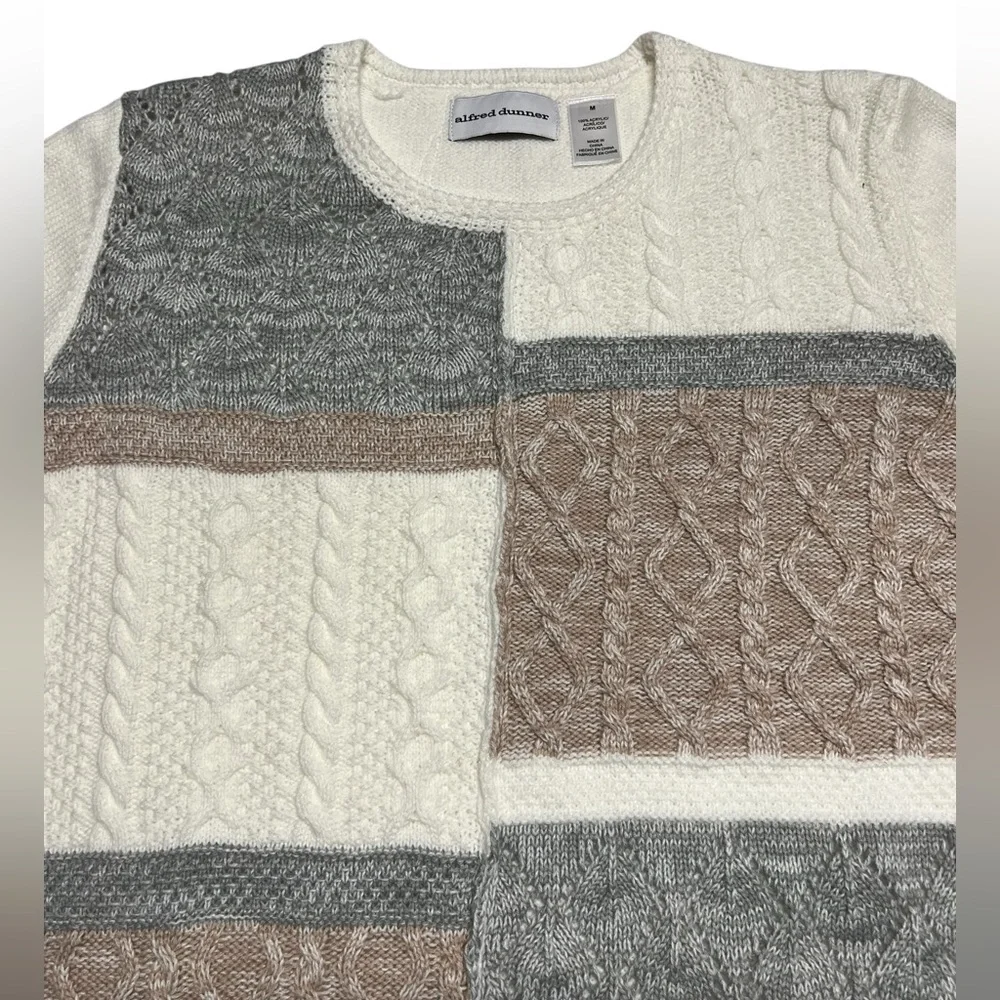 Alfred Dunner - Women’s Acrylic Colorblock Cable Knit Sweater Sz. MD/LG